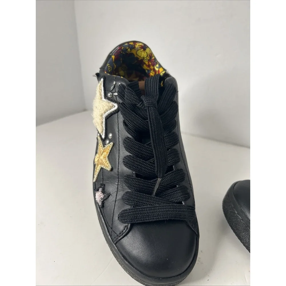 Coach star patch black leather‎ lace up sneakers Sz 8 Worn Once EUC